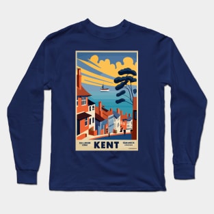 A Vintage Travel Art of Kent - England Long Sleeve T-Shirt